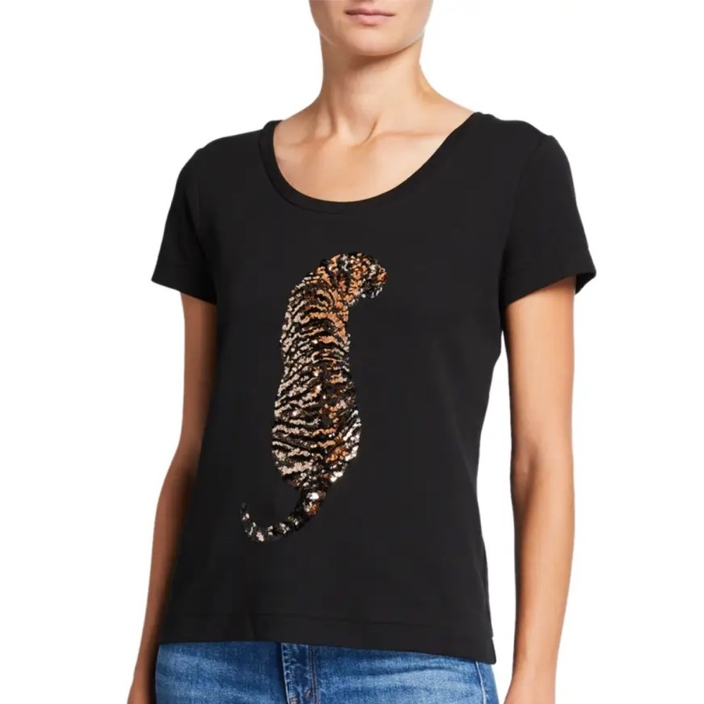 H&M Black Sequins Tiger Graphic Tee - Picture 15 of 16